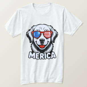 Camiseta Merica Patiotic Dog anteojos USA Bandera Americana