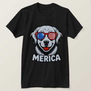 Camiseta Merica Patiotic Dog anteojos USA Bandera Americana