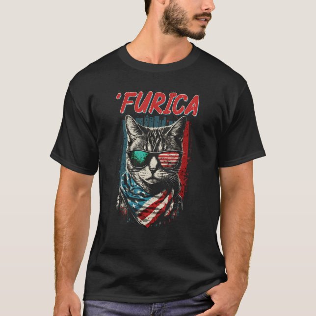 Camiseta Merica Patriotic American Shorthair Furica 4th of  (Anverso)