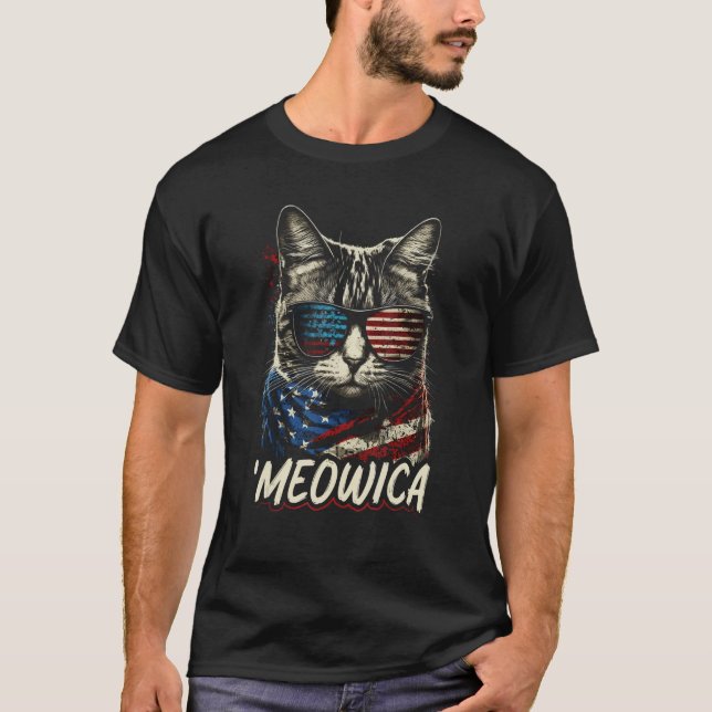 Camiseta Merica Patriotic American Shorthair Meowica 4th of (Anverso)
