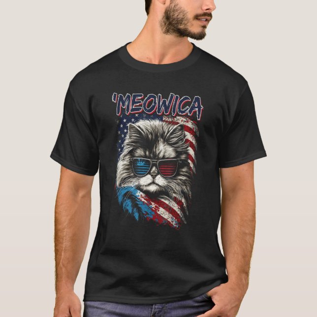 Camiseta Merica Patriotic Persian Cat Meowica 4th of July C (Anverso)