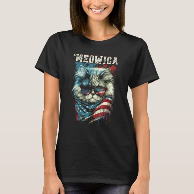Camiseta Merica Patriotic Persian Cat Meowica 4th of July C (Anverso)