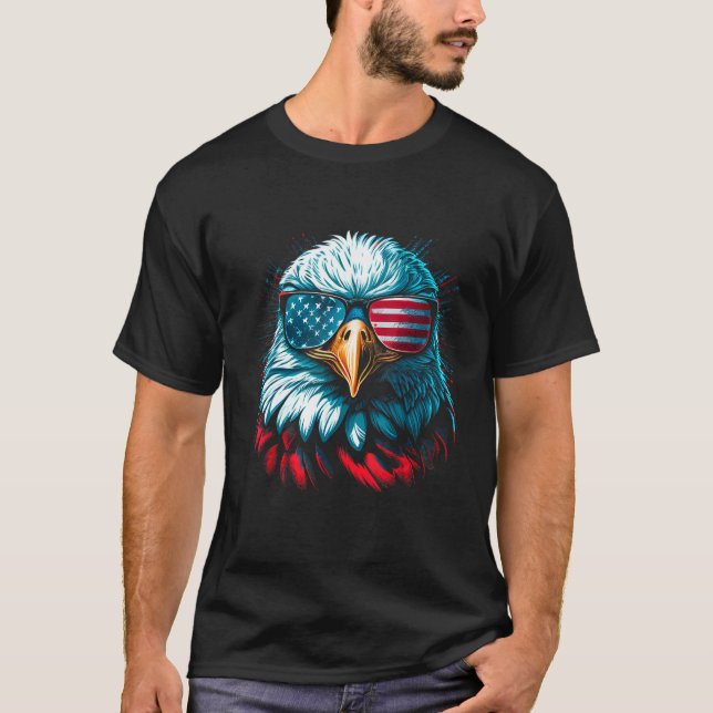 Camiseta Merica Patriótica Bald Eagle 4 De Julio Estados Un (Anverso)