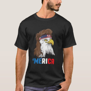 Camiseta Merica Patriótica Mullet Eagle Hombres Mujeres Niñ