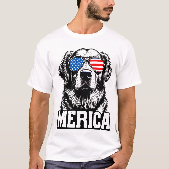 Camiseta 'Merica - Patriótico Golden Retriever (Anverso)