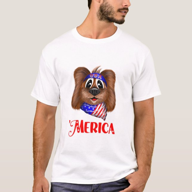 Camiseta Merica Perro Cute, Cachorro Americano (Anverso)