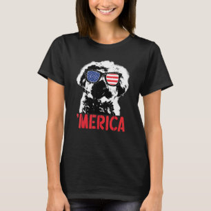Camiseta Merica Perro Maltés Bandera Americana Gafas De Sol