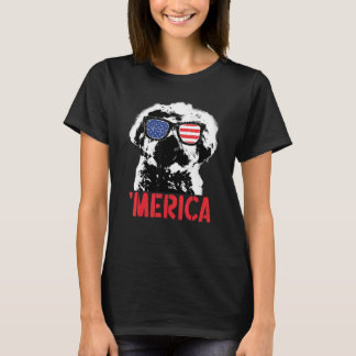 Camiseta Merica Perro Maltés Bandera Americana Gafas De Sol