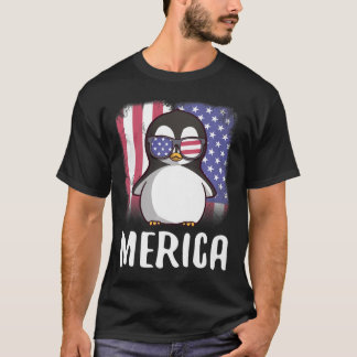 Camiseta Merica Pingüino Estados Unidos Bandera Americana 4