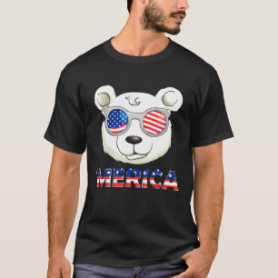 Camiseta Merica Pola Bear Cute Con Gafas De Sol 4 De Ju
