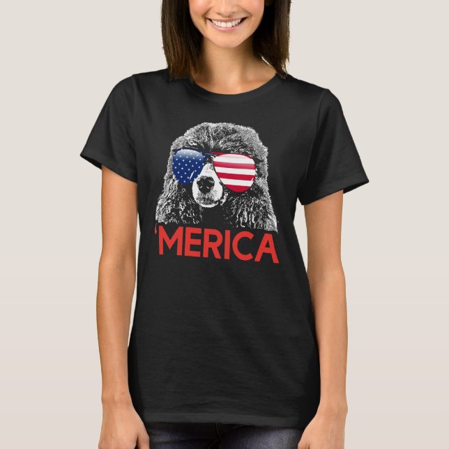 Camiseta Merica Poodle Bandera Americana 4 De (Anverso)