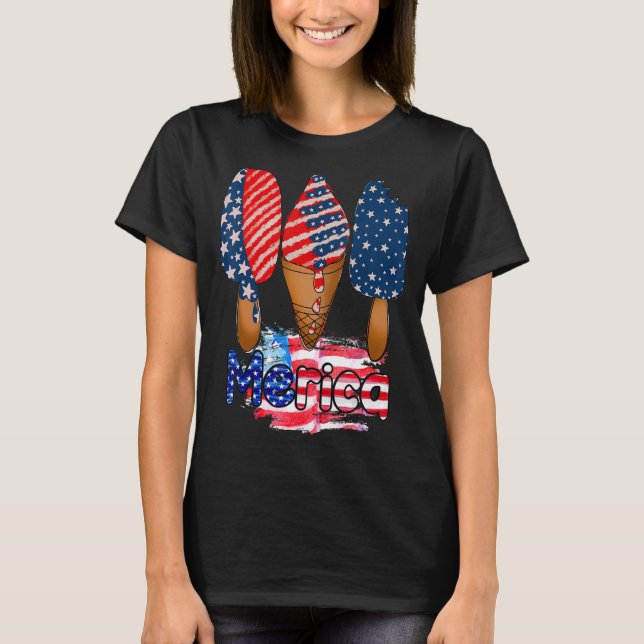 Camiseta Merica Popsicle 4 de julio Rojo Azul Blanco USA Fl (Anverso)