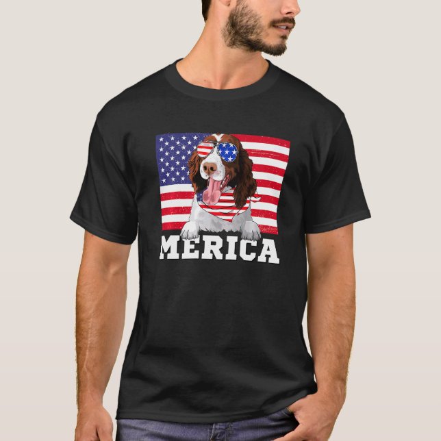 Camiseta Merica Primavera Inglesa Perro Español Bandera Ame (Anverso)