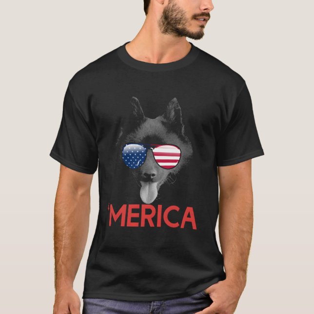 Camiseta Merica Schipperke Bandera Estadounidense 4 De Juli (Anverso)