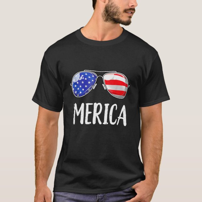 Camiseta Merica Sunglasses 4th Of July Men Women USA Americ (Anverso)