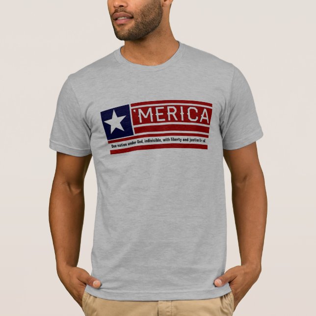 Camiseta MERICA - Texto de Customizeable de la forma de la (Anverso)