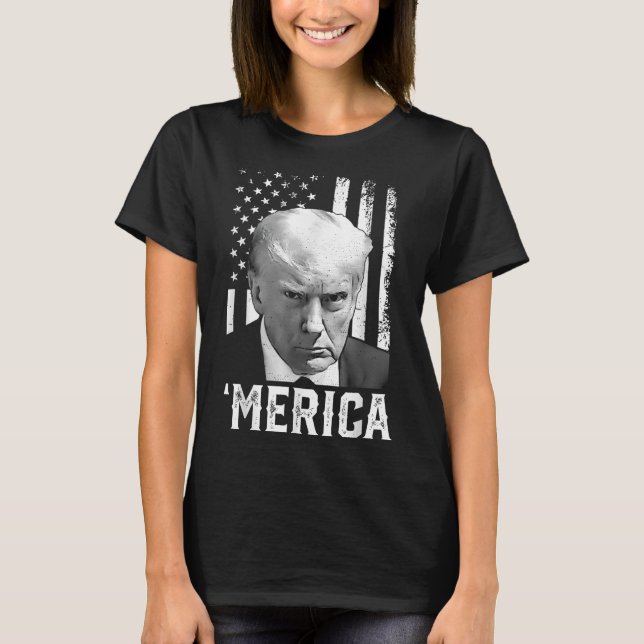 Camiseta Merica Trump Feliz 4 De Julio Bandera Norteamerica (Anverso)