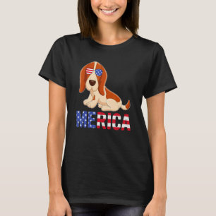Camiseta Merica Usa Bandera Basset Hound Perro Gafas De Sol