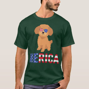 Camiseta Merica USA Bandera Poodle Perro gafas de sol Patri