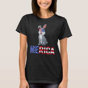 Camiseta Merica Usa Bandera Rabbit Gafas De Sol Patriótico 