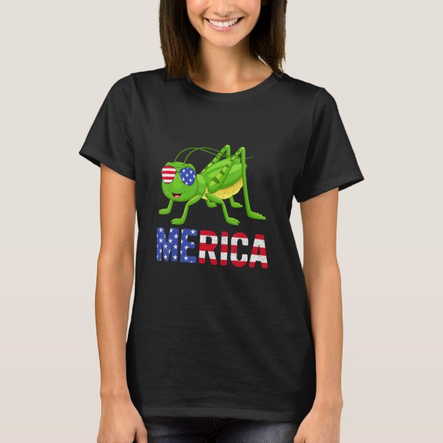 Camiseta Merica Usa Flag Grasshopper Sungafas Patriótico 4 (Anverso)