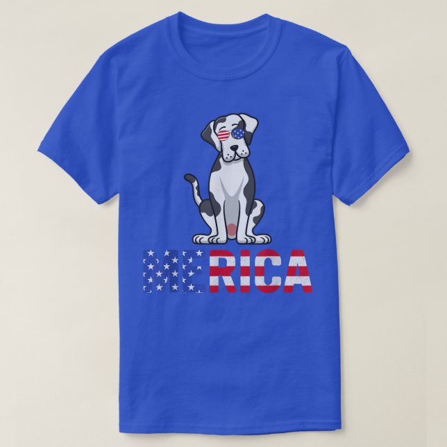 Camiseta Merica USA Flag Great Dane Dog Sunglasses 4th Of J (Diseño del anverso)