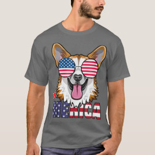 Camiseta Merica USA Flag Welsh Corgi Sunglasses Patriotic 4