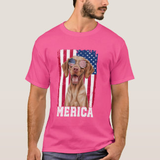Camiseta Merica Vizsla Perro Bandera de Estados Unidos Patr