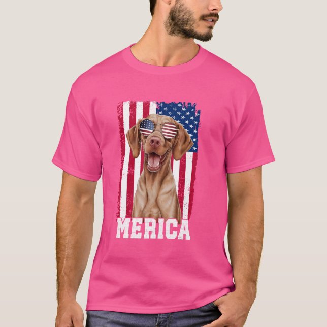 Camiseta Merica Vizsla Perro Bandera de Estados Unidos Patr (Anverso)