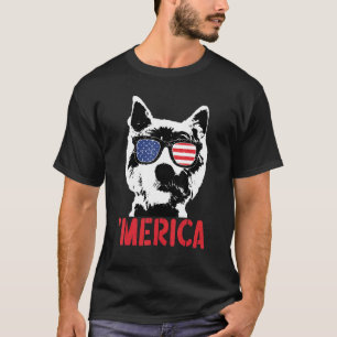 Camiseta Merica Westie Dog Bandera Americana Gafas De Sol 4