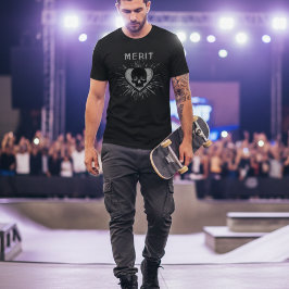 Camiseta Merit Skull Heart Grunge Graphic T-Shirt