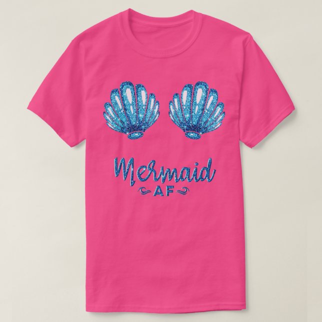 Camiseta Mermaid Af Funny Seashell Bra Bikiny Fiesta (Diseño del anverso)