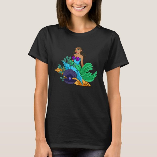 Camiseta Mermaid African American With Braids Cute Gift For (Anverso)