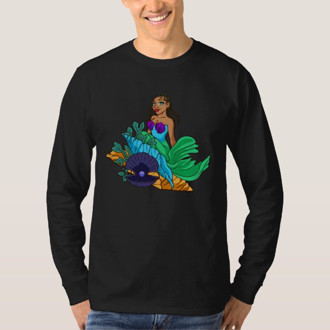 Camiseta Mermaid African American With Braids Cute Gift For (Anverso)