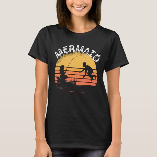 Camiseta Mermaid Clamshell Pescado Acuático Atardecer (Anverso)