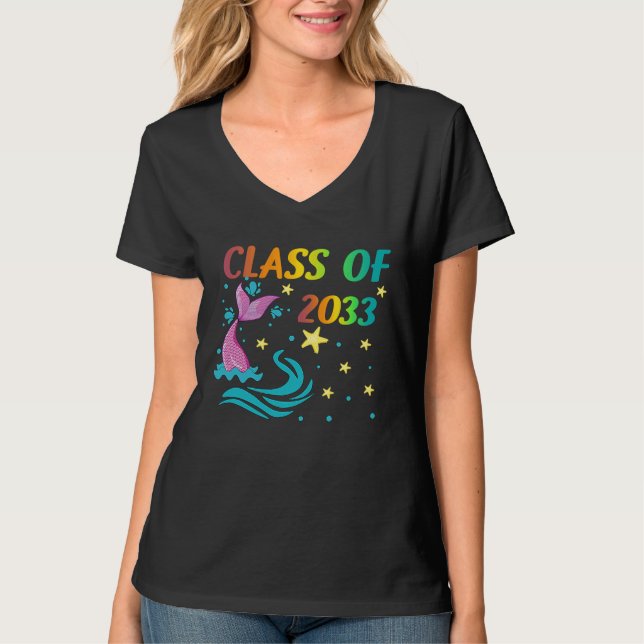 Camiseta Mermaid Class Of 2033 Grow With Me First Day Of Ki (Anverso)