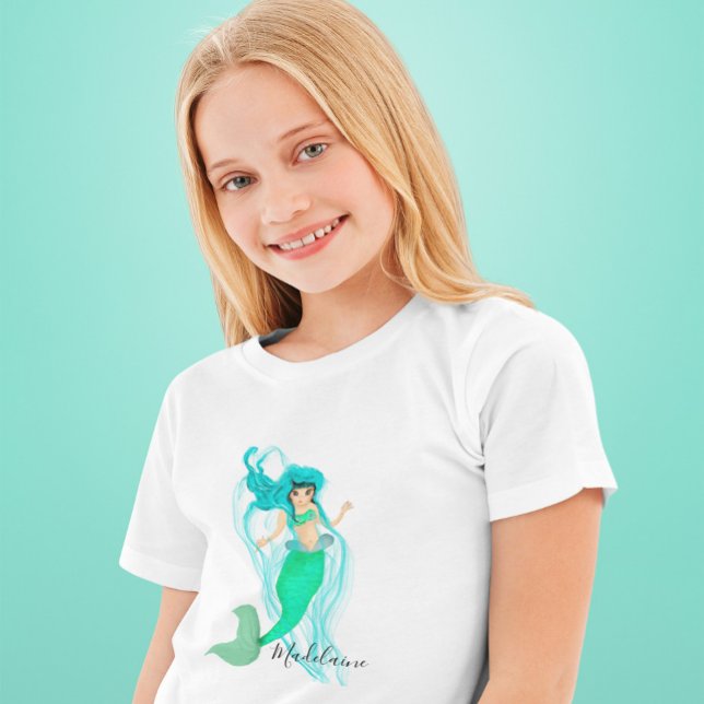 Camiseta Mermaid Cute Green Girly T-Shirt (Subido por el creador)
