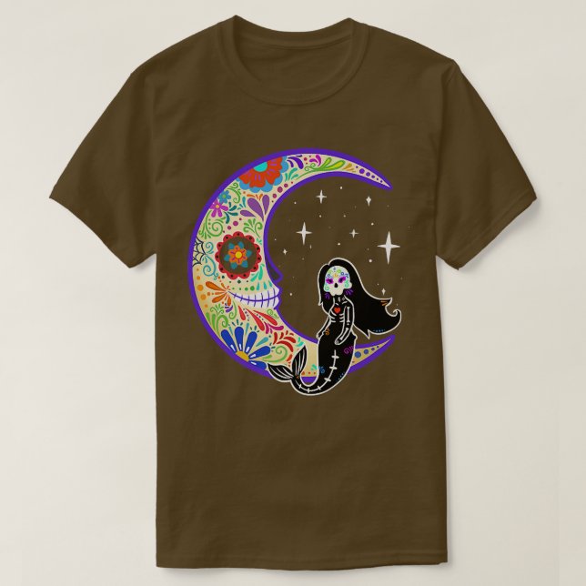 Camiseta Mermaid Dia de Los Muertos Skeleton  (Diseño del anverso)