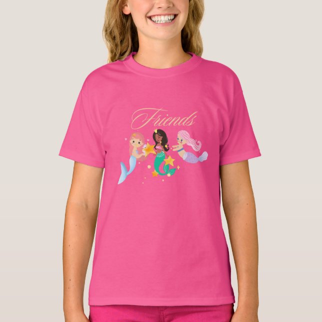 Camiseta Mermaid Friends Kids’ T-Shirt | Cute Ocean Mermaid (Anverso)