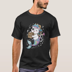 Camiseta Mermaid Pirata Gato de Halloween Lindo para Mujere