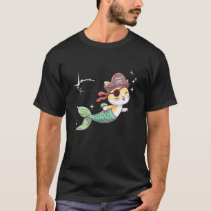 Camiseta Mermaid Pirata Gato Divertido Hombres Mujeres Hall