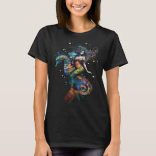 Camiseta Mermaid Riding Seahorse Fantasy Ocean Mythre Cre