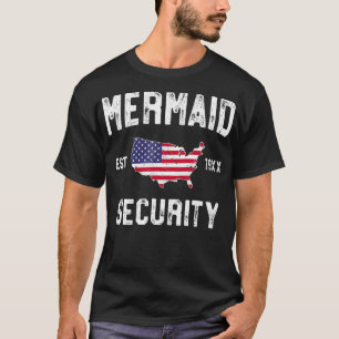 Camiseta Mermaid Security America Swimmer Pool Party Gift