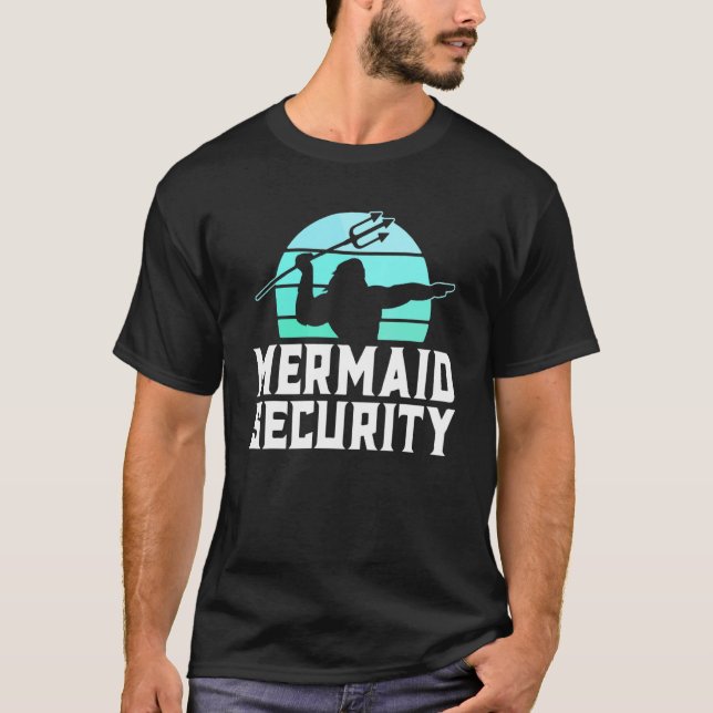 Camiseta Mermaid Security Mens Boys Swimmer Dad Merdad Trid (Anverso)