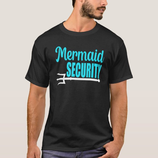 Camiseta Mermaid Security Mens Boys Swimmer Dad Merdad Trid (Anverso)