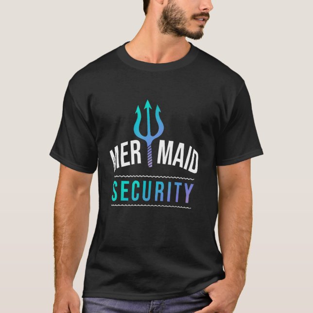 Camiseta Mermaid Security Merman Swimmer Beach Cumpleaños (Anverso)