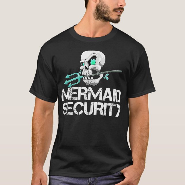 Camiseta Mermaid Security Shirt Men Pirate Skull Swim Team  (Anverso)