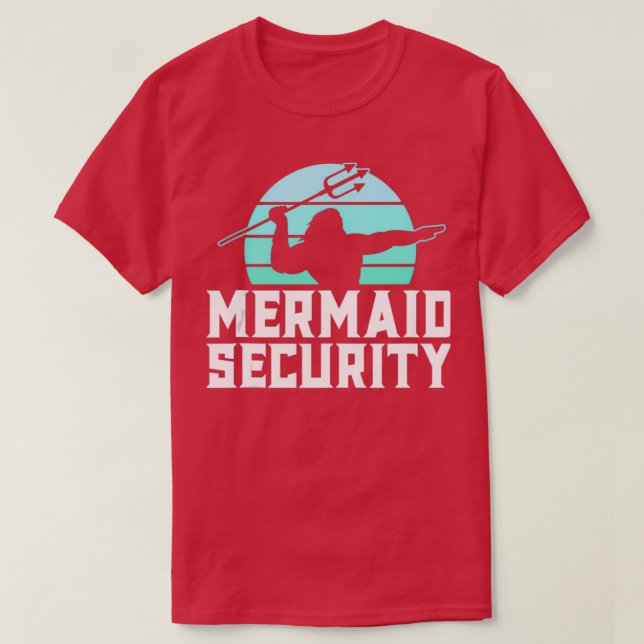 Camiseta Mermaid Security Shirt Mens Boys Swimmer Dad Merda (Diseño del anverso)