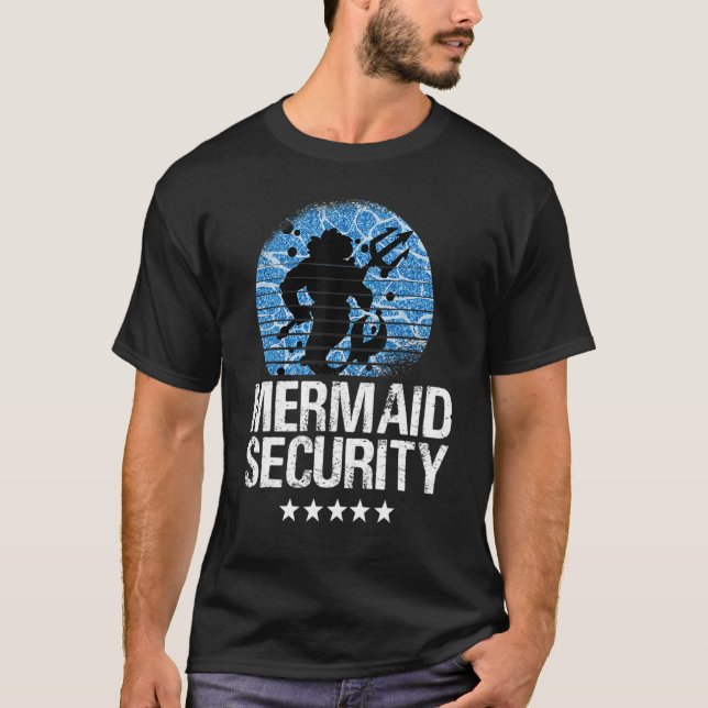 Camiseta Mermaid Security Tees Mens Boys Swimmer Dad Merdad (Anverso)