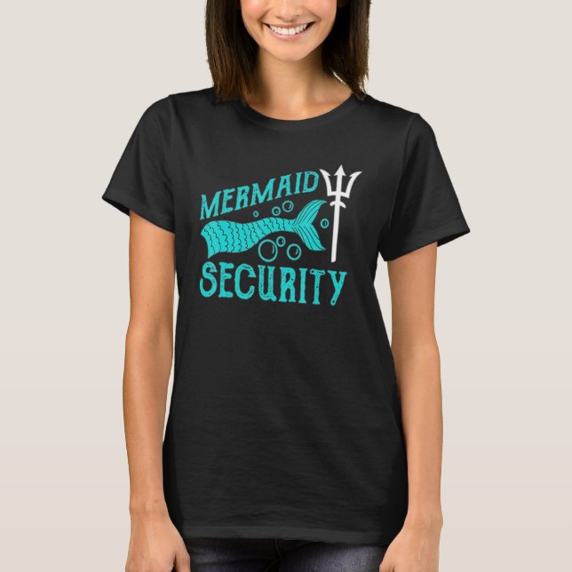 Camiseta Mermaid Security Tees Mens Boys Swimmer Dad Merdad (Anverso)
